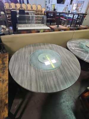 66 in. Round Wood Laminate Tables with Lazy Susans