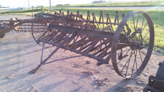 Antique Field Cultivator on Steel Wheels 10'