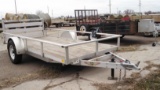H&H Aluminum Trailer with Wood Bed and Folding Ramps, Single Axel