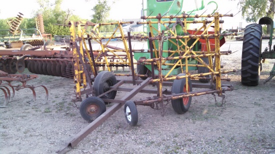 4 Section Spring Tooth Pony Drag on Cart