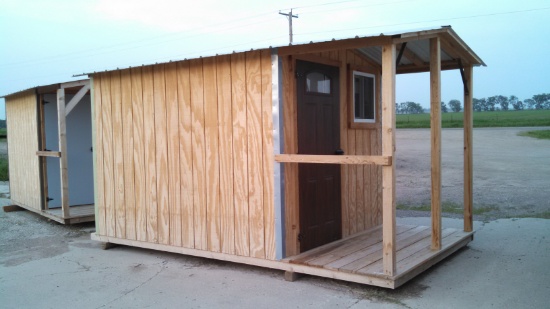 New Utility Shed 8'x10' Steel Roof 4' Covered Porch