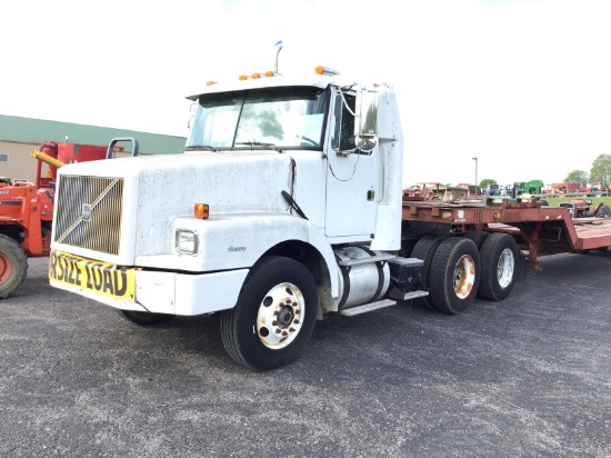 1997 VOLVO SEMI TRUCK & 40FT DEMCO FLATBED TRAILER (BOTH WITH TITLES)
