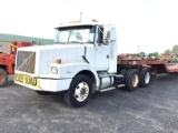 1997 VOLVO SEMI TRUCK & 40FT DEMCO FLATBED TRAILER (BOTH WITH TITLES)