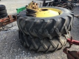 SET OF JD WHEEL TIRES AND HUBS