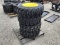 (4) 10-16.5 LOADMAXX SKID STEER TIRES ON NH/JD/CAT WHEELS - ALL ONE PRICE
