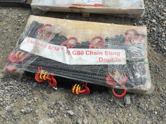 (8) UNUSED 5/16'' 7FT G80 DOUBLE CHAIN SLINGS