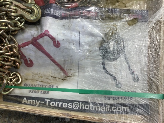 (10) 20FT G70 3/8'' CHAINS AND (5) RATCHET BINDERS - ALL ONE PRICE