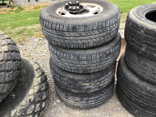 (4) 255-70-16 CHEVY TIRES AND WHEELS - ALL ONE PRICE