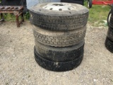 (4) 275/75R24.5 SEMI TIRES W/ ALUM RIMS - ALL ONE PRICE