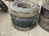 (3) DUNLOP 9.00R20 SEMI TIRES AND RIMS - ALL ONE PRICE
