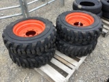 (4) NEW 10-16.5 LOADMAXX SKID STEER TIRES AND RIMS FOR BOBCAT - ALL ONE PRICE