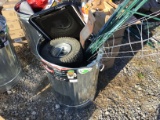 GARBAGE CAN W/ MISC ITEMS