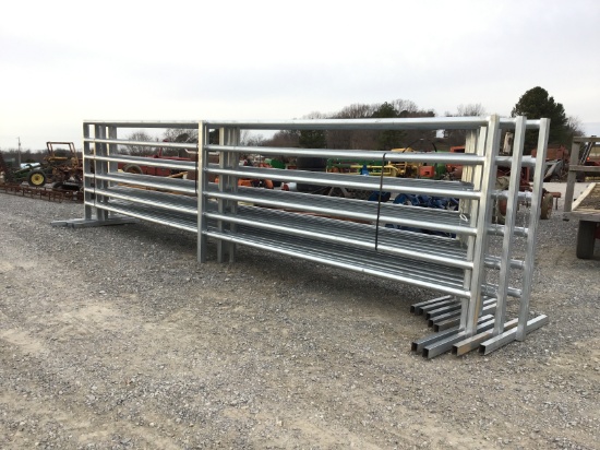 (9) NEW 25FT FREE STANDING HEAVY DUTY CORRAL PANELS - ALL ONE PRICE