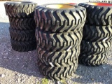 (4) NEW 12-16.5 SKID STEER TIRES AND RIMS (YELLOW) - ALL ONE PRICE
