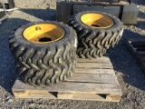 (4) NEW 10-16.5 SKID STEER TIRES AND RIMS (YELLOW) - ALL ONE PRICE