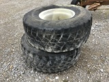 (2) 445/65-R22.5 TRUCK TIRES ON ALUMINUM RIMS