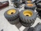 (4) NEW 12-16.5 YELLOW SKID STEER TIRES AND RIMS - ALL ONE PRICE