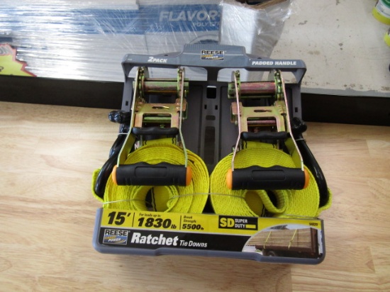 (2) NEW 15FT REESE RATCHET STRAPS - BOTH ONE PRICE