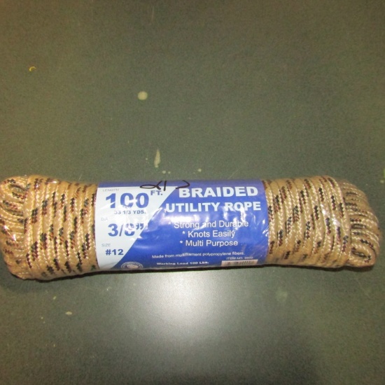 100FT 3/8'' BRAIDED GREY ROPE