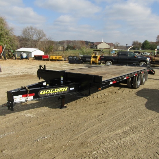 2022 25FT GOLDEN TRAILERS PINALE HITCH FLATBED TRAILER