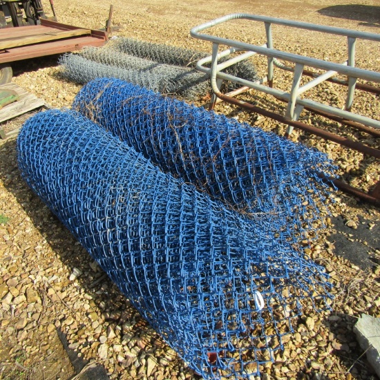 (2) ROLLS OF BLUE CHAIN LINK FENCE - BOTH ONE PRICE