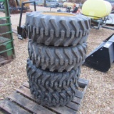 NEW (4) 12-16.5 SKID STEER TIRES AND RIMS (YELLOW) - ALL ONE PRICE
