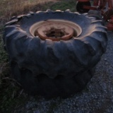 (2) FORD TRACTOR TIRES/RIMS/WHEEL WEIGHTS - ALL ONE PRICE