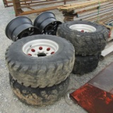 (4) 36X12.50/16.5 8 LUG BULLET HOLE RIMS AND TIRES - ALL ONE PRICE