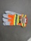 ORANGE AND BLACK GLOVES