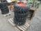 (4) NEW 10-16.5 SKID STEER TIRES ON ORANGE RIMS - ALL ONE PRICE
