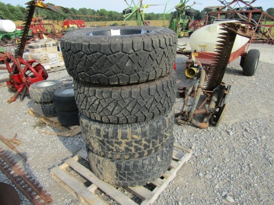 (4) 37/12.50R20 TRUCK TIRES ON 8 LUG WHEELS - ALL ONE PRICE