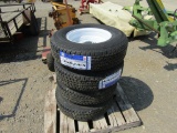 (4) NEW 225/75R15 TRAILER TIRES ON 6 LUG RIMS - ALL ONE PRICE