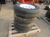 (4) NEW 235/80R16 TRAILER TIRES ON 8 LUG RIMS - ALL ONE PRICE