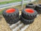 (4) NEW 12-16.5 ORANGE SKID STEER TIRES AND RIMS - ALL ONE PRICE