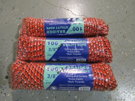 (3) 100FT 3/8'' RED ROPE - 3X TIMES THE PRICE