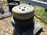 (3) 8 LUG RIMS AND TIRES