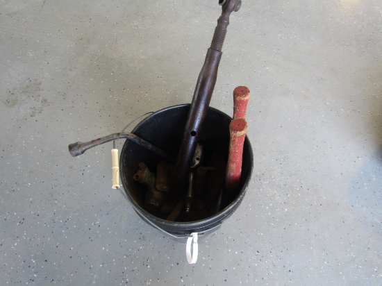 BUCKET W/ AIR TOOLS AND MISC