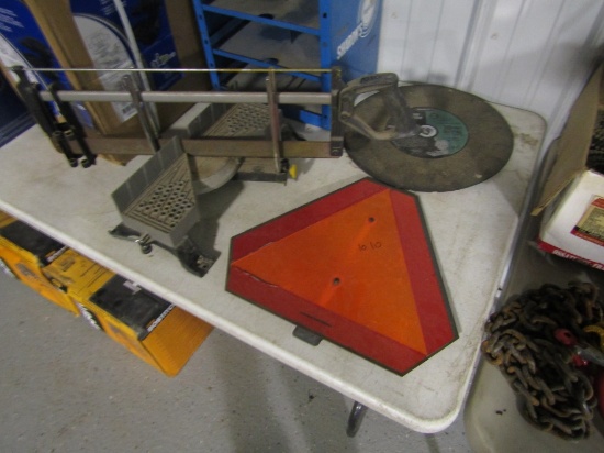 Slow Moving Vehicle Sign, 2-14in Chop Saw Discs, Saw