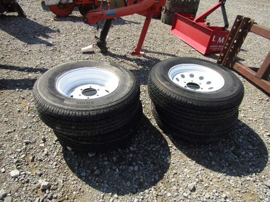 (4) 225/75R15 Trailer Tires on 6 lug Rims