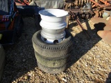 (3) 7.50/16 TIRES AND (5) RIMS 8 LUG - ALL ONE PRICE