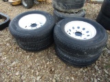(4) NEW 225/75R15 TRAILER TIRES ON 6 LUG RIMS - ALL ONE PRICE