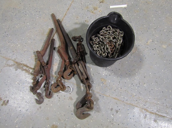 BINDERS AND BUCKET OF CHAIN - ALL ONE PRICE