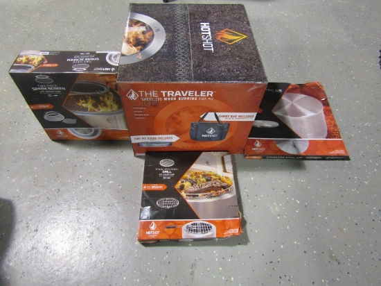 NEW HOTSHOT WOOD BURNING FIRE PIT/LID/SCREEN/GRILL - ALL ONE PRICE