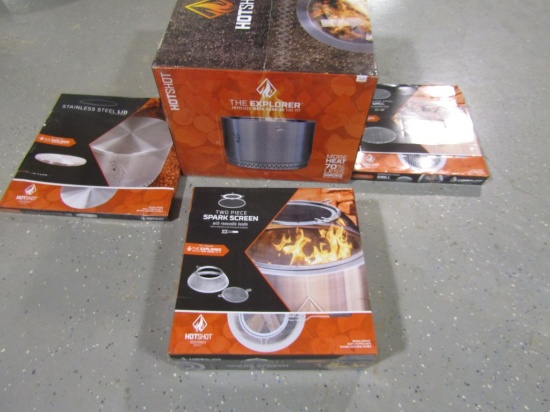 NEW HOTSHOT WOOD BURNING FIREPIT/LID/SCREEN/GRILL - ALL ONE PRICE