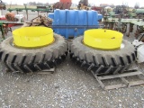 (2) 18.4/38 FIRESTONE 23 DEGREE DUALS W/ CLAMOPS - LIKE NEW