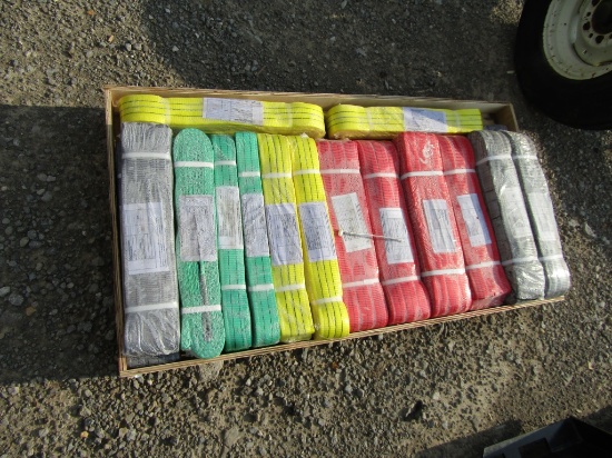 PALLET OF (22) WEBBING SLINGS - ALL ONE PRICE