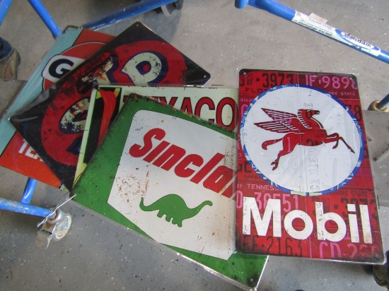(4) METAL GASOLINE SIGNS - ALL ONE PRICE