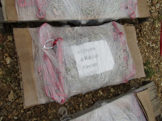 (4) NEW CHAINS AND (4) RATCHET BINDERS - ALL ONE PRICE