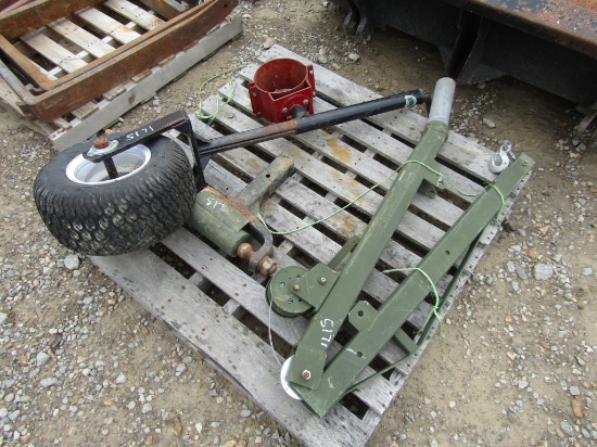 PALLET OF TIRE - JACK - HITCH  - AND MISC