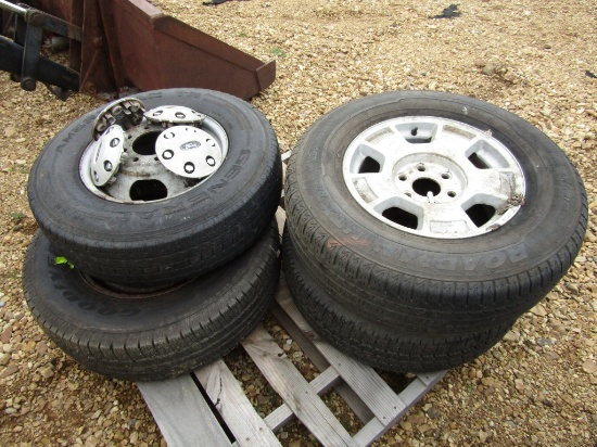 (3) 6 LUG CHEVY TIRES AND RIMS AND (1) DUALLY RIM AND TIRE